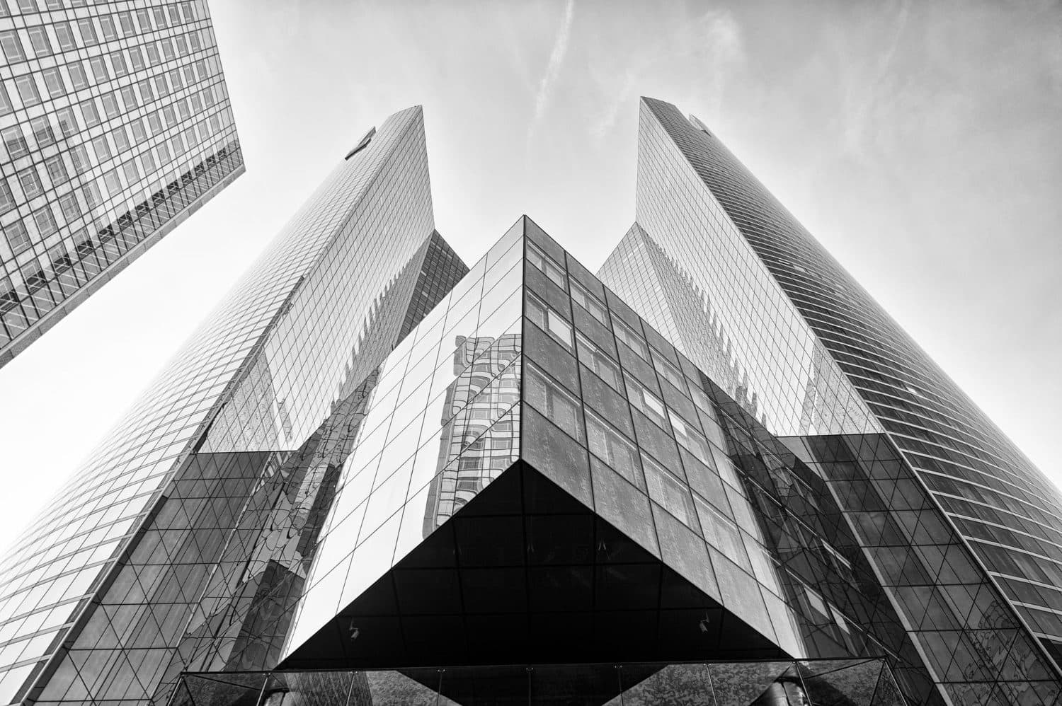 Glass towers from below